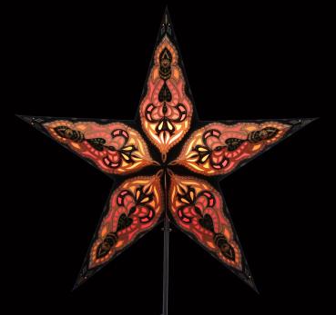SUMITA Copper/Goldglitter - Foldable glowing star, paper poinsettia with 5 points, 60 cm